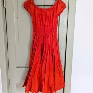 Orange Full Skirt Off the Shoulder INC International Concepts Maxi Dress